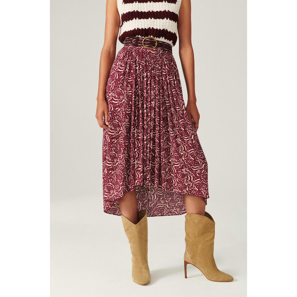 NWT Ba&sh Lenny Midi Skirt Raisin Size 2 - Picture 2 of 16